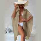 Damen luftiger Strandüberwurf mit Knopfdetails R&B