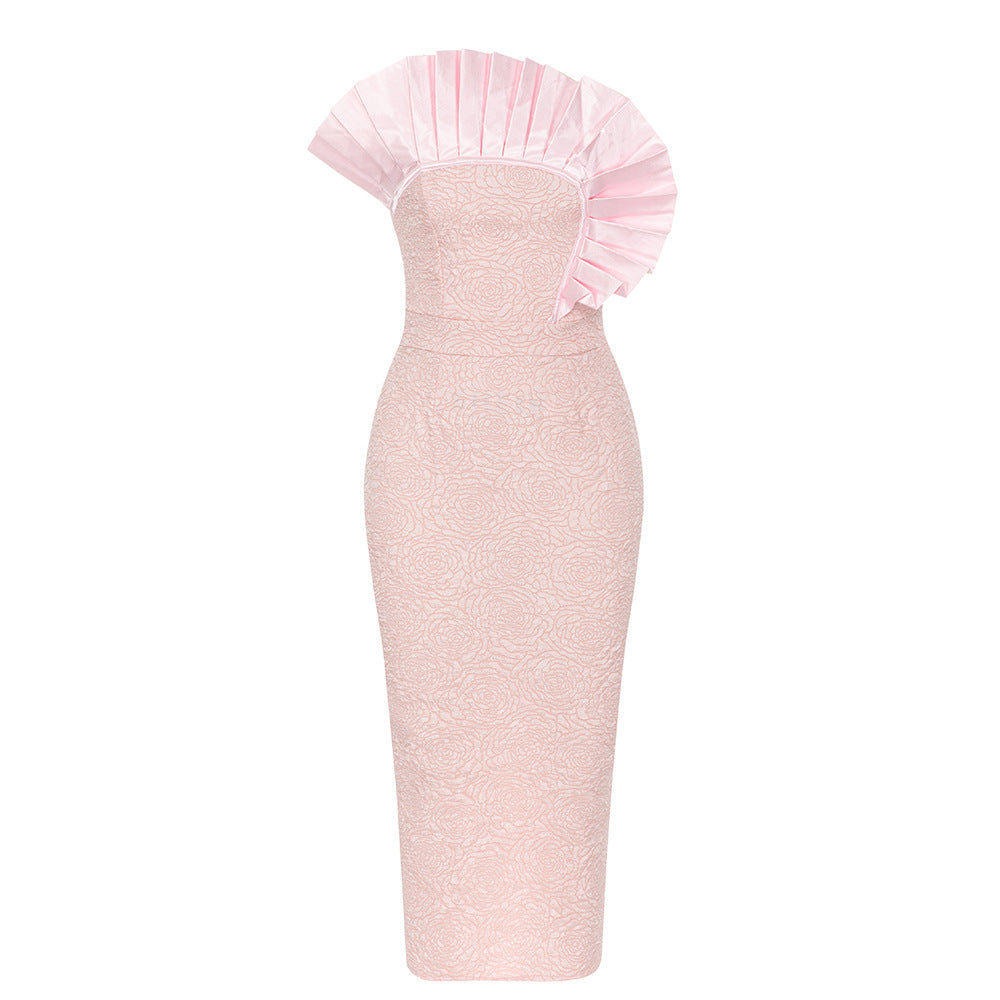 Damen Elegantes Midikleid mit voluminösem Rüschendesign R&B