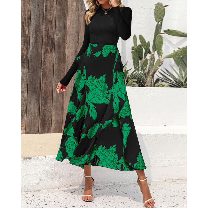 Damen Elegantes Maxikleid mit floralem Volant und langem Arm R&B