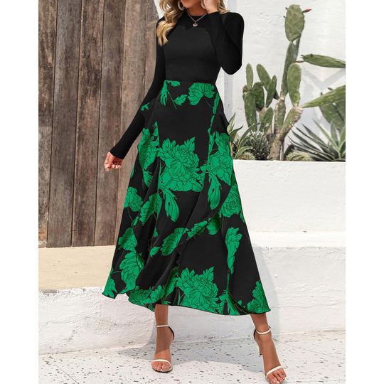 Damen Elegantes Maxikleid mit floralem Volant und langem Arm R&B