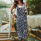 Damen lässiger Jumpsuit mit Tiermuster und praktischen Taschen R&B