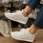 Damen Sneakers mit filigranem Häkeldesign und bequemem Fußbett R&B