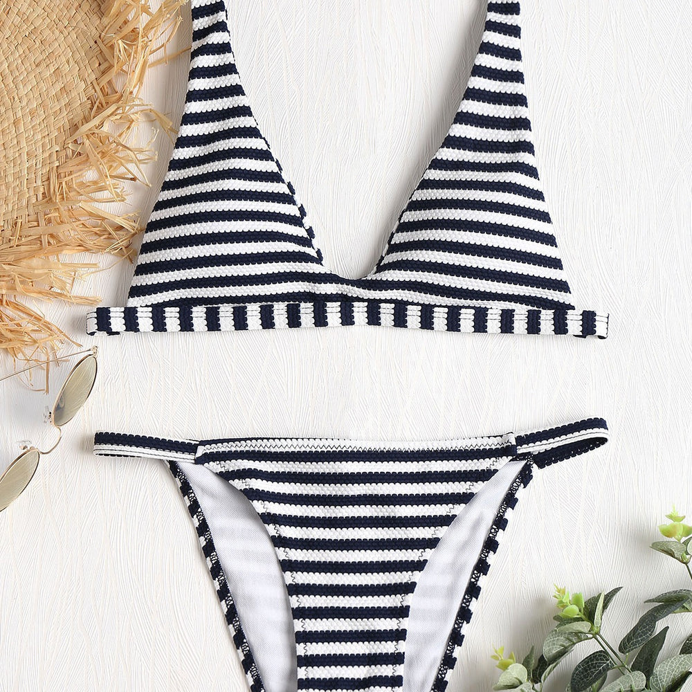 Damen Bikini im maritimen Streifenmuster R&B