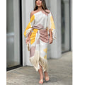 Damen Maxikleid mit Fransen und asymmetrischem Schnitt R&B