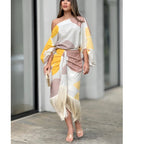 Damen Maxikleid mit Fransen und asymmetrischem Schnitt R&B