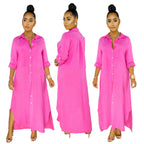 Damen lässiges Hemdkleid mit seitlichen Schlitzen und langfristiger Passform