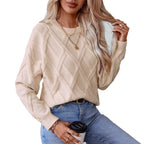 Damen Strickpullover mit modernem Rautenmuster und hochwertigem Material