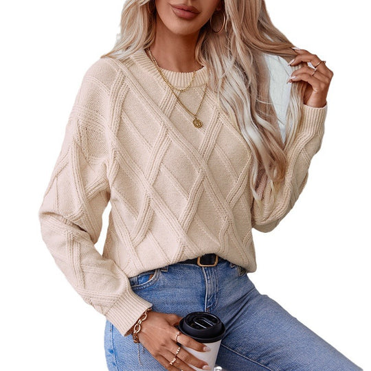 Damen Strickpullover mit modernem Rautenmuster und hochwertigem Material R&B