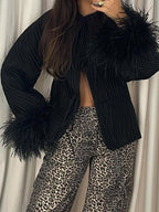 Damen Jacke mit Volantdetails und plissierter Struktur R&B