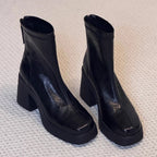 Damen modische Ankle Boots mit robustem Blockabsatz und eleganter Naht R&B