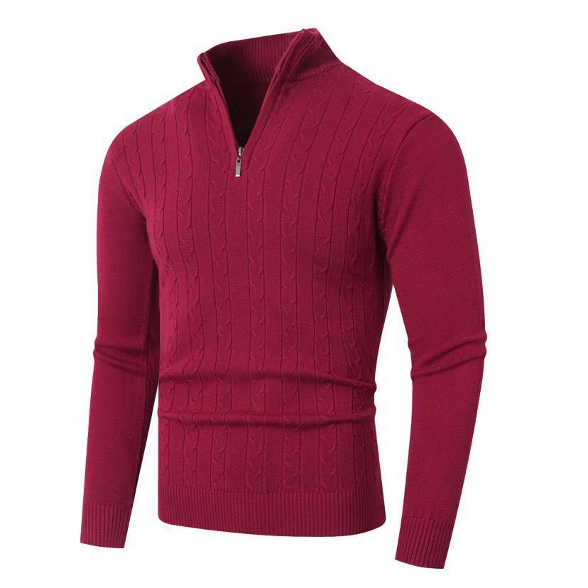 Herren Strickpullover mit halbem Reißverschluss und strukturiertem Design R&B