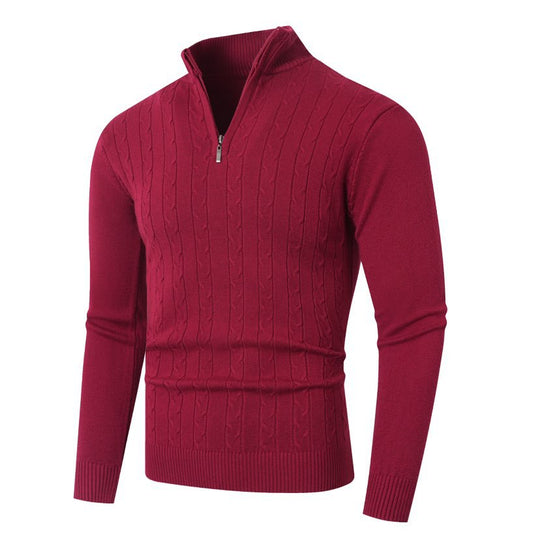 Herren Strickpullover mit halbem Reißverschluss und strukturiertem Design R&B