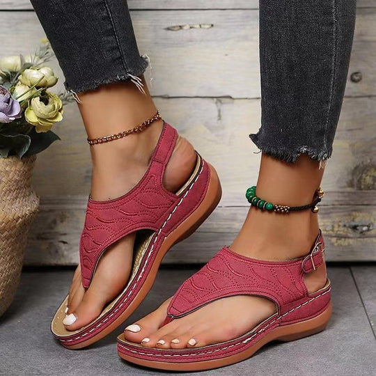 Damen Komfortable Zehentrenner-Sandalen mit modischen Riemen R&B