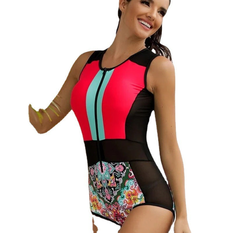 Damen Sportlicher Einteiler Badeanzug mit modischen Akzenten R&B
