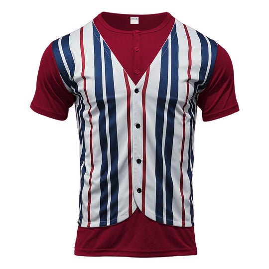 Herren Kurzarm Hemd im Sport-Streifenlook mit Knopfleiste R&B