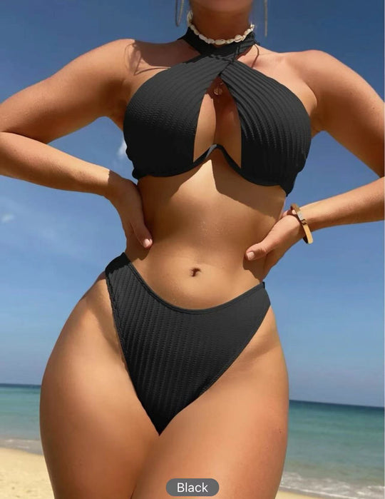 Damen Design-Bikini mit gekreuztem Oberteil R&B