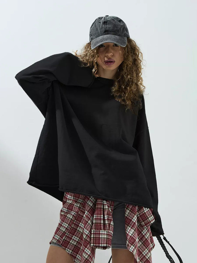 Damen Oversized Sweatshirt mit langen Ärmeln und Rundhalsausschnitt R&B