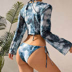 Damen Sportliches Bikini-Set mit langärmligem Oberteil R&B