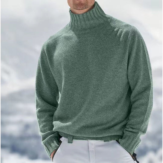 Herren Rollkragenpullover aus hochwertiger Wolle mit strukturierten Details R&B