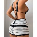 Damen Häkel-Bikini-Set mit elegantem Ausschnitt und trendigem Gummizug R&B