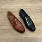 Damen Mokassins mit dekorativen Schnallen und elegantem Glanz R&B
