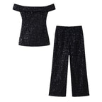Damen elegante Palazzohose mit floraler Spitzenverzierung R&B