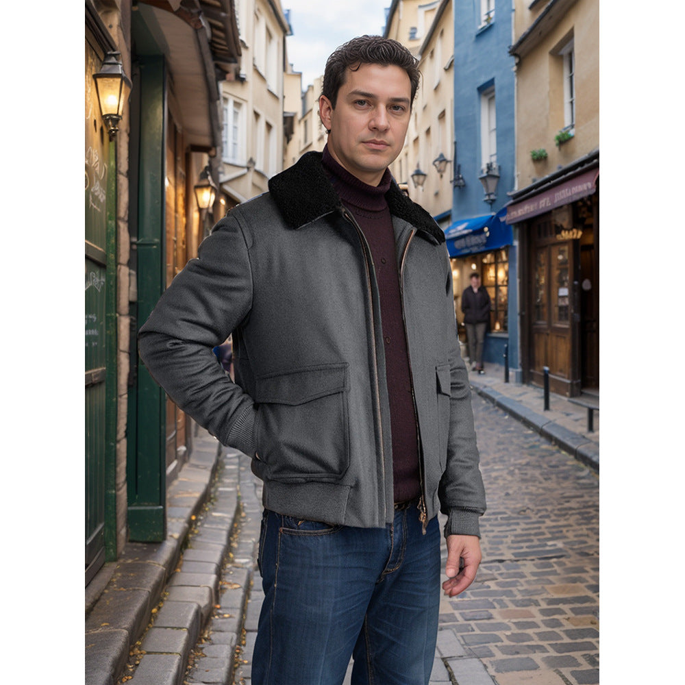 Herren warme Fleecejacke mit Stehkragen und praktischen Taschen R&B