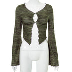 Damen Langarmshirt mit asymmetrischem Ausschnitt und detailverliR&Btem Cut-Out R&B