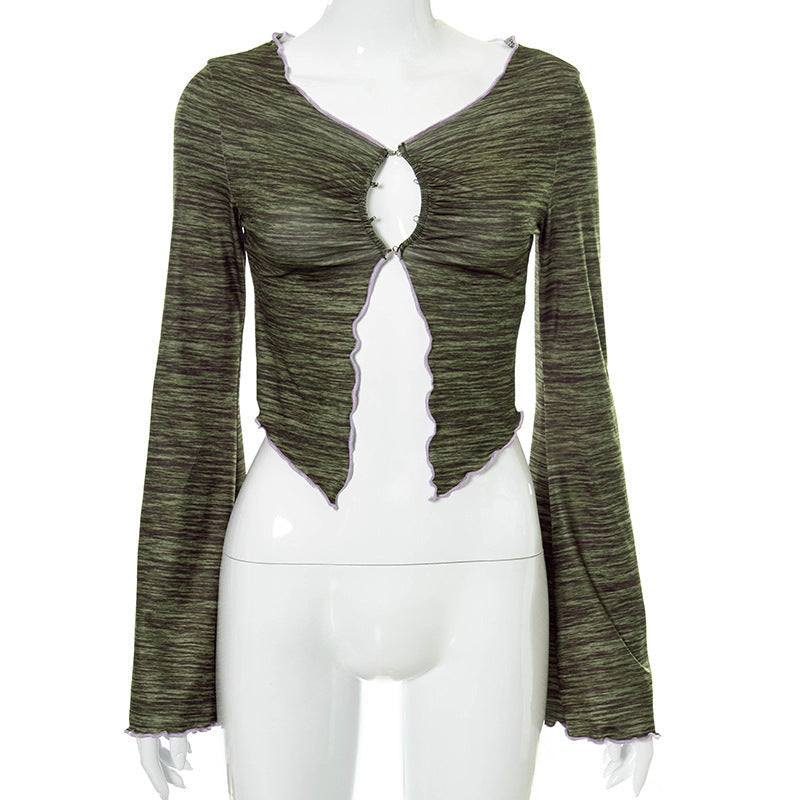 Damen Langarmshirt mit asymmetrischem Ausschnitt und detailverliR&Btem Cut-Out R&B