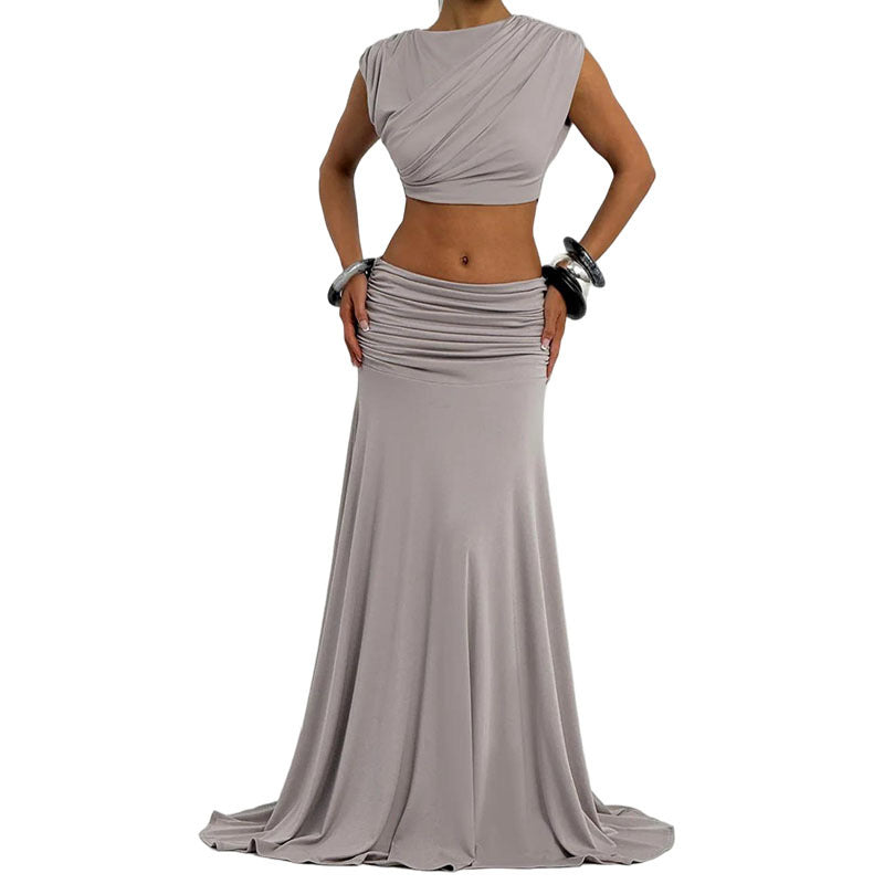 Damen elegantes Wickelkleid mit Rüschendetails R&B