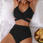 Damen Bikini-Set mit modischem Wickelelement und hoch geschnittener Bikini-Hose R&B