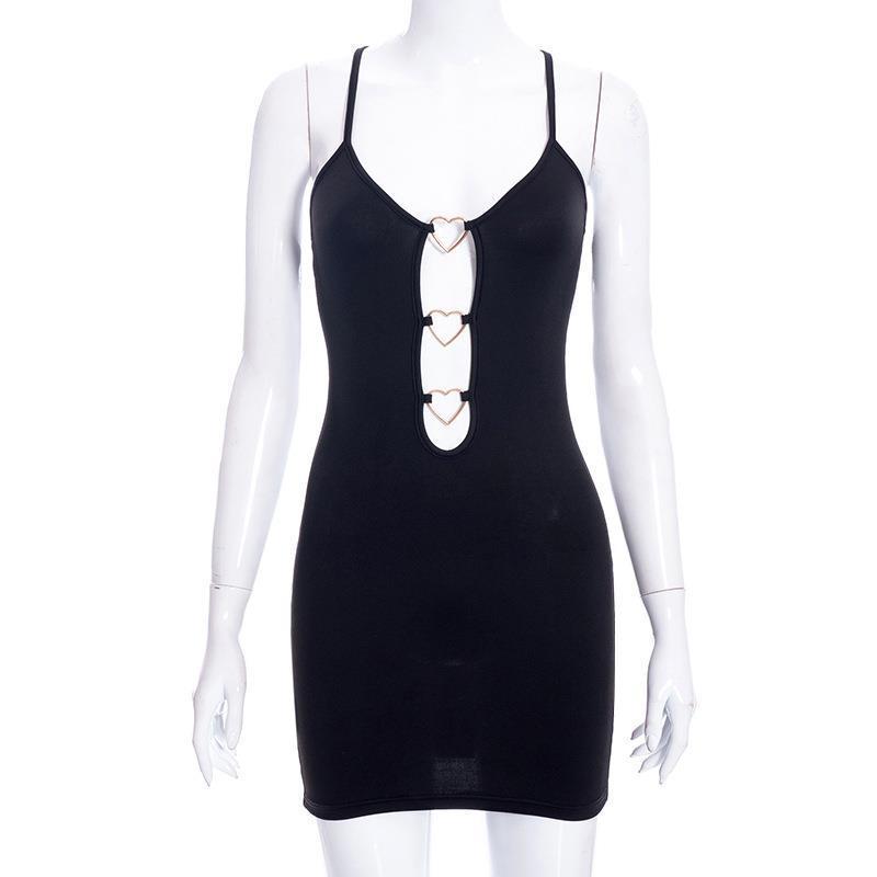 Damen Körperbetontes Minikleid mit Herz-Ausschnitt R&B