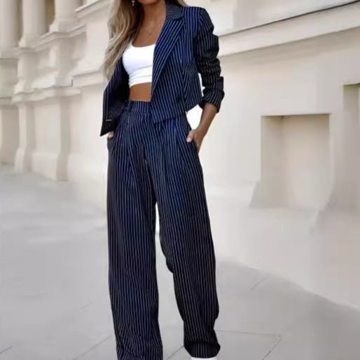 Damen modisches Streifenanzug Set R&B