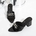 Damen modische Mules mit künstlerischem Ketten-Design R&B