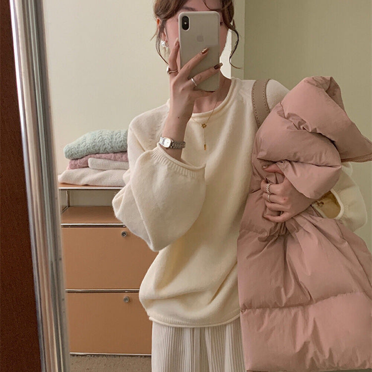 Damen Lässiger Pullover mit voluminösen Ärmeln und weichem Material R&B