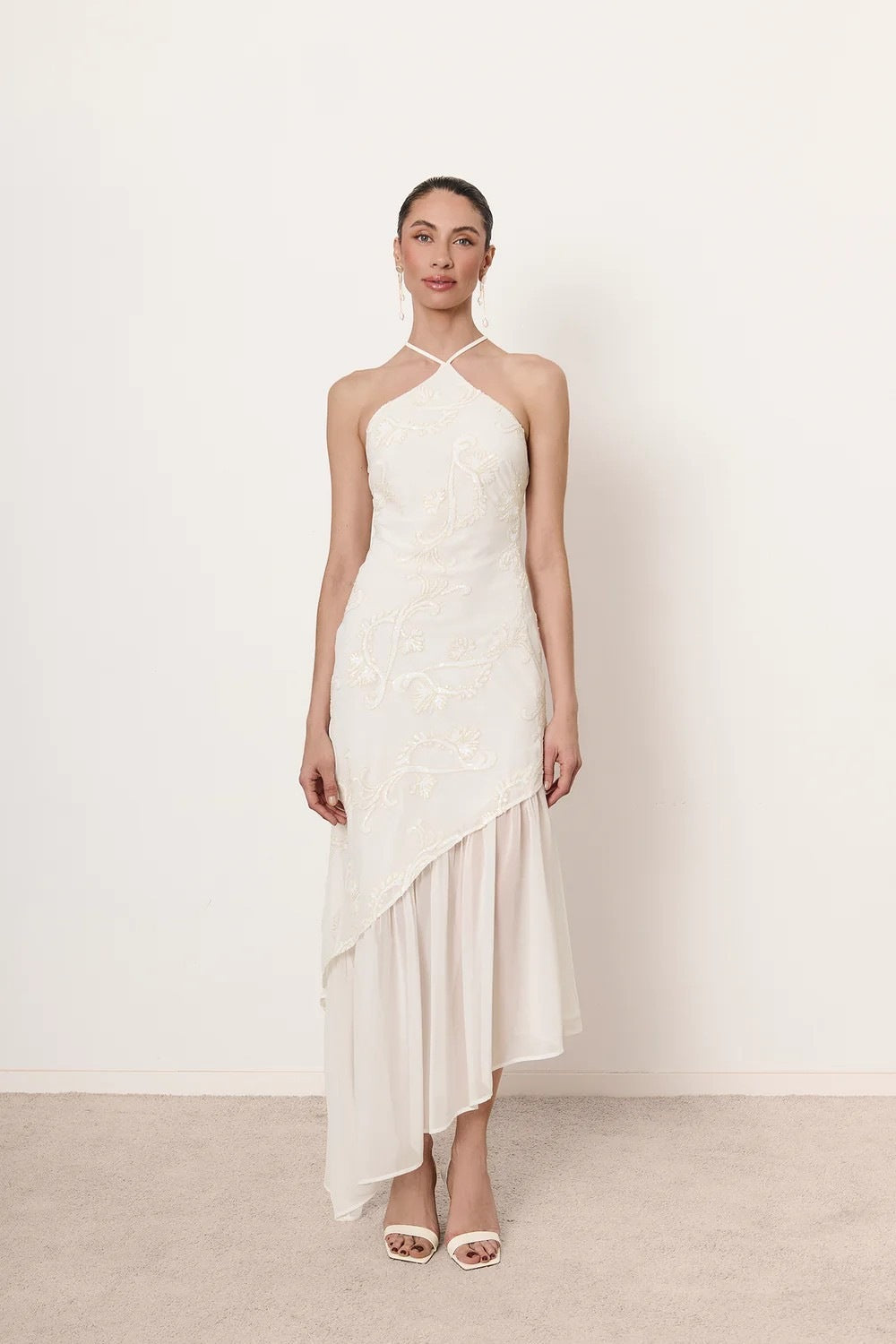 Damen Asymmetrisches Hochzeitskleid mit eleganter Spitze R&B