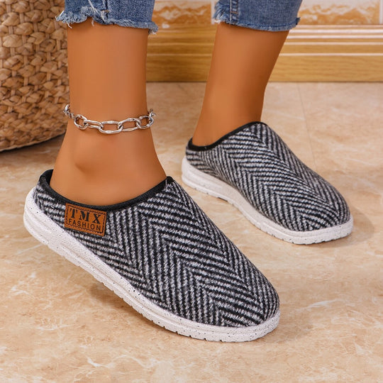 Damen Bequeme Hausschuhe mit Rutschfester Sohle und Herringbone-Muster R&B