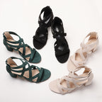 Damen Sandalen mit stylischem Kreuzriemen und komfortablem Blockabsatz R&B