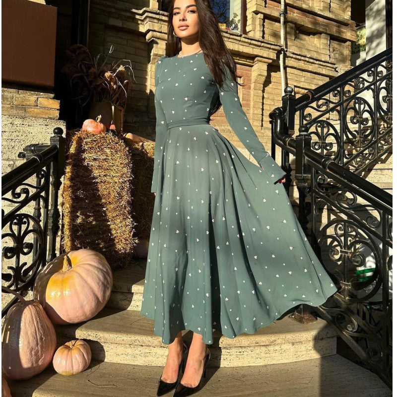 Damen Elegantes Maxikleid mit Geschlitz und langärmligem Design R&B