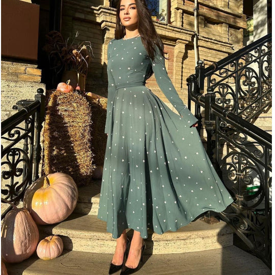 Damen Elegantes Maxikleid mit Geschlitz und langärmligem Design R&B