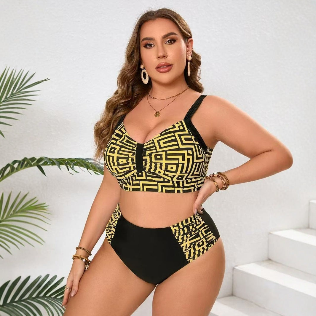 Damen Zweiteiliges Bikini-Set mit modernem geometrischem Design R&B