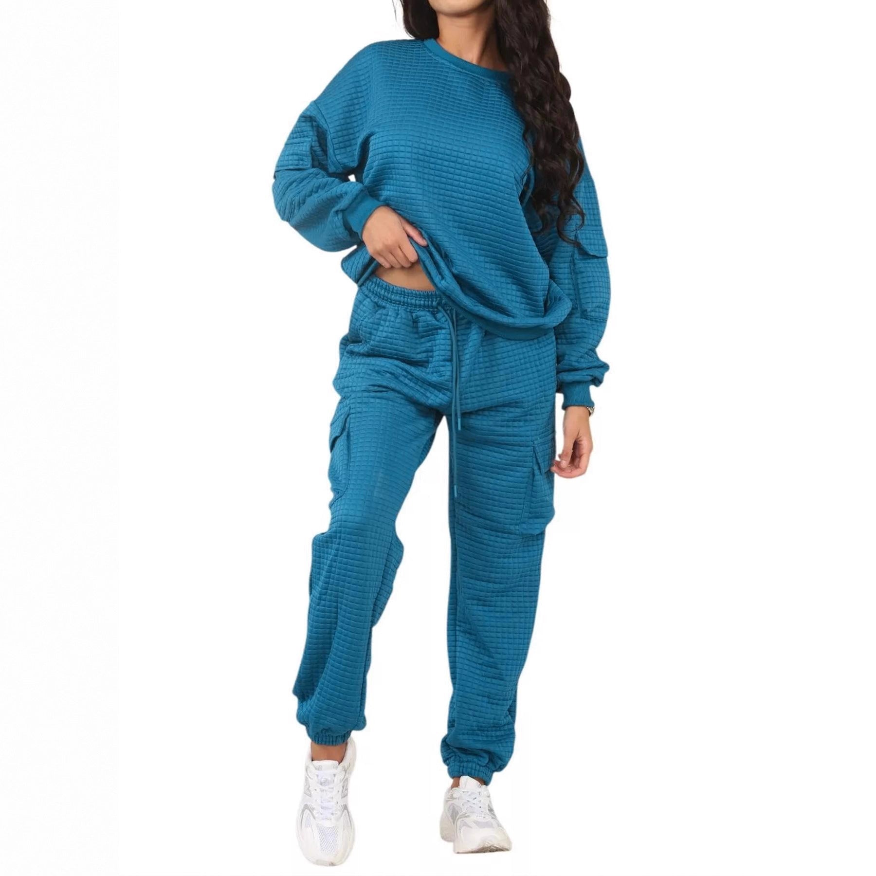 Damen Lässiges Freizeit-Set mit weichem Strukturstoff R&B