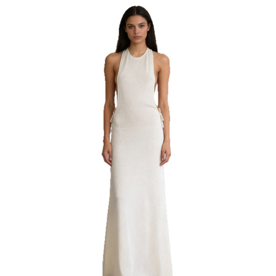 Damen Elegantes Maxikleid mit zurückhaltendem Halterdesign und Seitendetails R&B