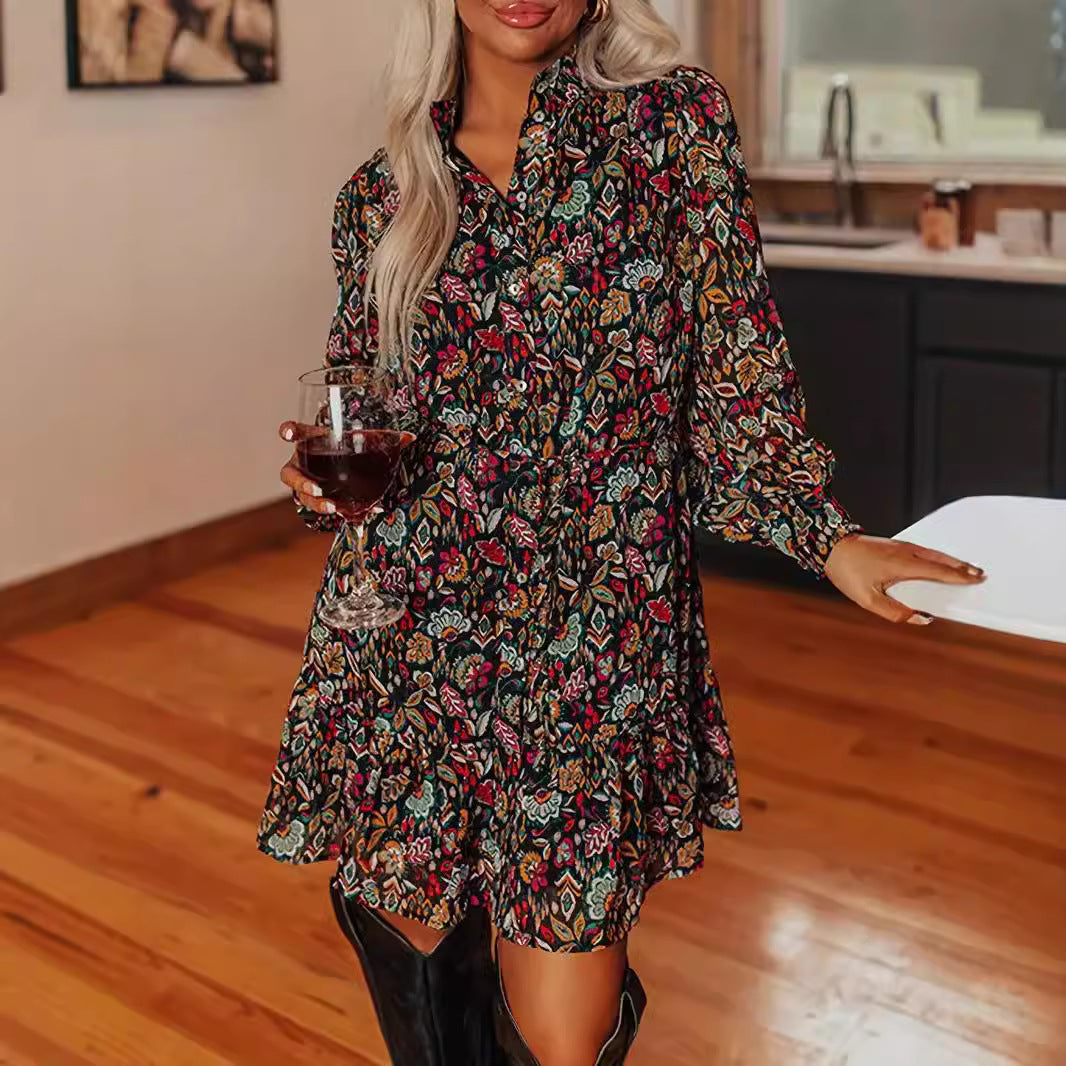 Damen Blusen-Kleid mit floralem Design R&B