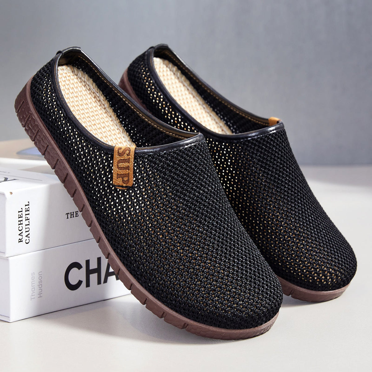 Damen nan atmungsaktiver gestrickter Slipper mit gewR&Btem Komfortfußbett und flexibler Profilsohle R&B