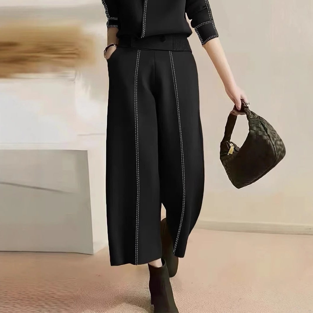 Damen elegante Culotte mit dekorativen Steppnähten R&B