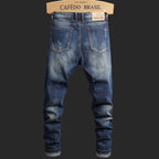 Herren Ripped Denim-Jeans mit kontrastierenden Details und schmalem Schnitt R&B