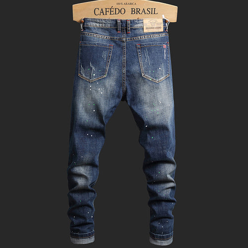 Herren Ripped Denim-Jeans mit kontrastierenden Details und schmalem Schnitt R&B