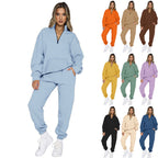 Damen Sportliches Set mit hohem Kragen und Taschen R&B