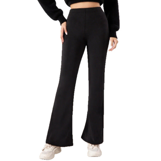 Damen Weitbeinige Fleece-Leggings mit hohem Bund und praktischem Schnitt R&B